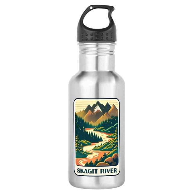 Skagit River Washington Colours 532 Ml Water Bottle (Front)