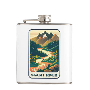 Skagit River Washington Colours Hip Flask