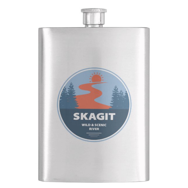 Skagit Wild And Scenic River Washington Hip Flask (Front)