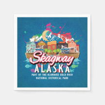 SKAGWAY ALASKA HISTORIC GOLD RUSH TOWN DECOUPAGE