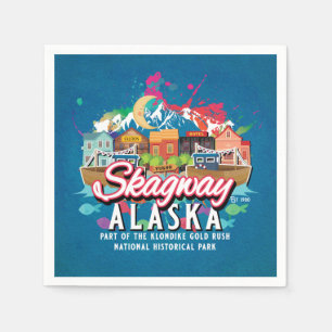 SKAGWAY ALASKA HISTORIC GOLD RUSH TOWN DECOUPAGE NAPKIN