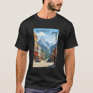 Skagway Alaska Vintage-Style Travel Poster Graphic T-Shirt