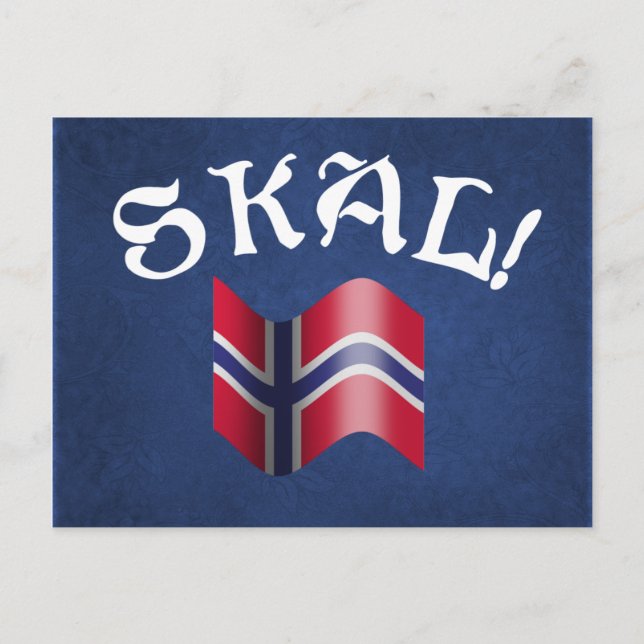 Skal Norwegian Flag Norway Drinking Toast Postcard (Front)