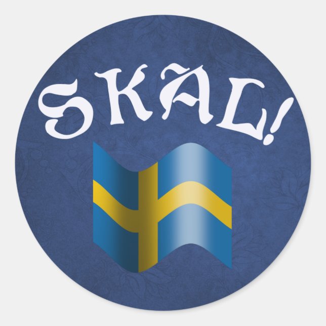 Skal Swedish Flag Toast from Sweden Classic Round Sticker (Front)