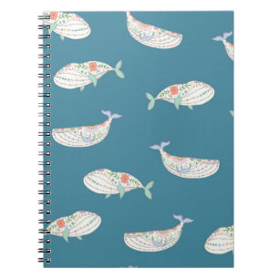 skandinavian folk whale sea animals seamless patte notebook