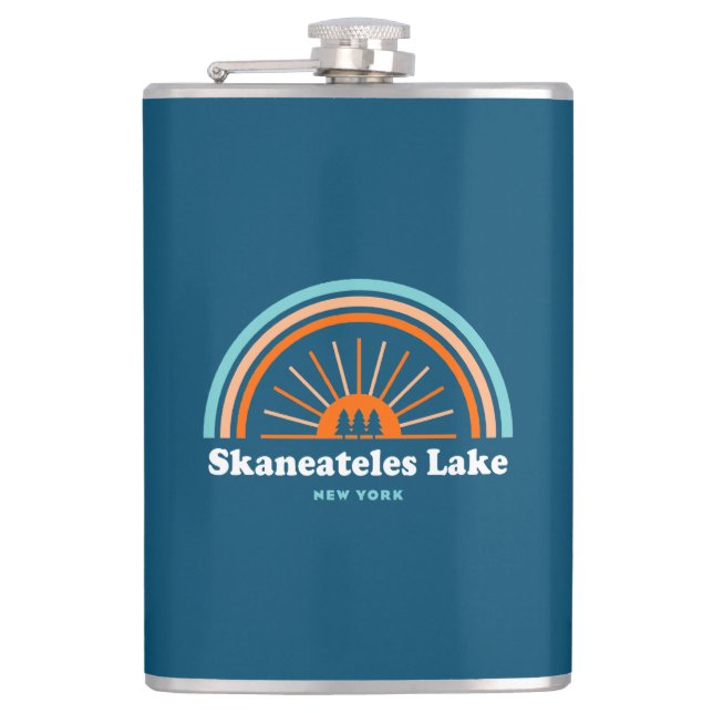 Skaneateles Lake New York Rainbow Hip Flask (Front)