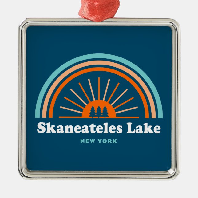 Skaneateles Lake New York Rainbow Metal Ornament (Front)