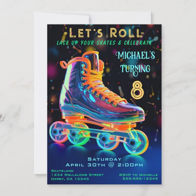 Skate Birthday Party Invitation (Front)