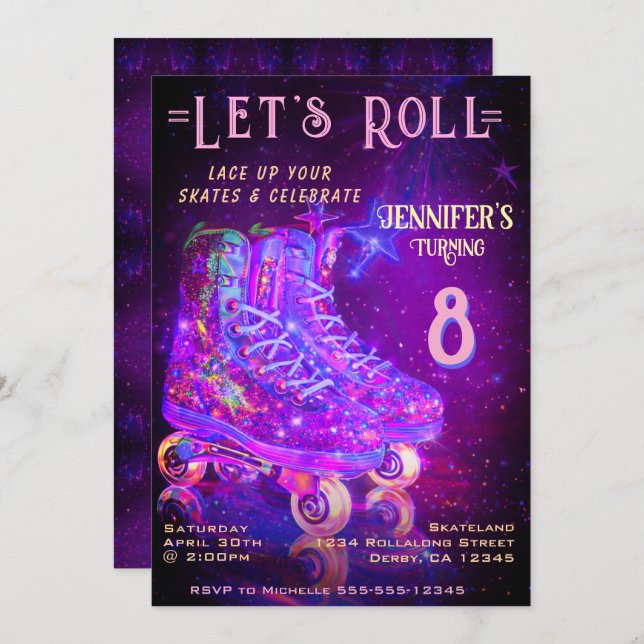 Skate Birthday Party Invitation (Front/Back)