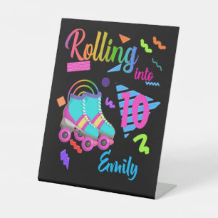 Skate Birthday Rolling Into Matching Birthday Girl Pedestal Sign