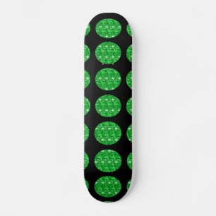 Skate Board Cool Green Glitter Circles On Black