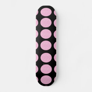 Skate Board Pink Glitter Circles On Black
