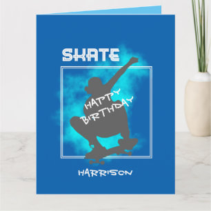 Skate Boarding Silhouette Personalised Birthday Card