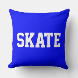 SKATE Bold Athletic White Text On Modern Black Cushion