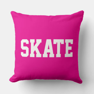 SKATE Bold Athletic White Text On Modern Gray Cushion