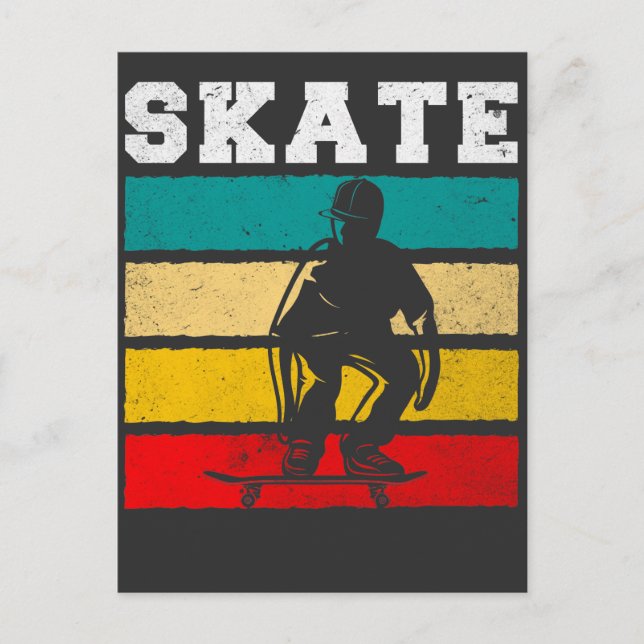 Skate Boy Skateboarding Kid Retro Postcard (Front)