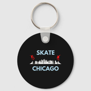 Skate Chicago Il Skateboarding Fans Chicago Skylin Key Ring