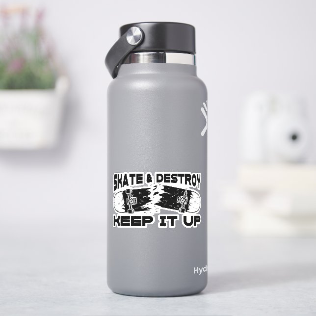 Skate & Destroy  4" Kiss Cut Vinyl Sticker (HydroFlask)