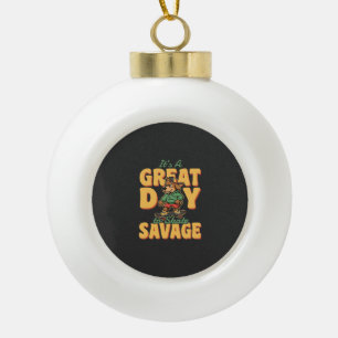 Skate Dog Great Day Savage Ceramic Ball Christmas Ornament