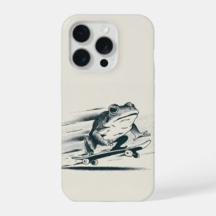 Skate Frog – Vintage Action Animal Art iPhone 15 Pro Case
