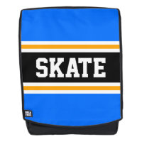 SKATE Fun Bold Athletic Bright Blue Black Stripes