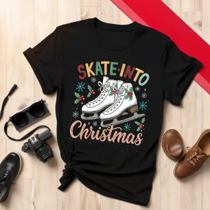 Skate Into Christmas Festive Holiday Design T-Shirt