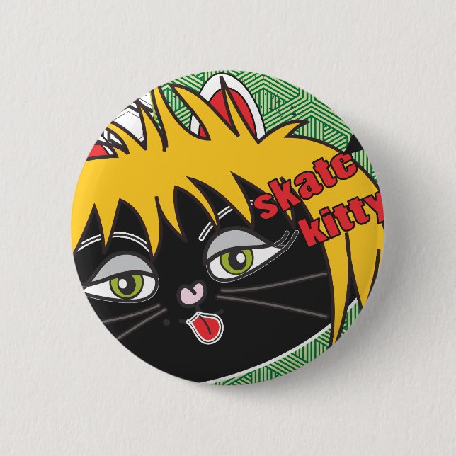 Skate Kitty nesta 6 Cm Round Badge (Front)