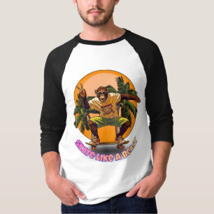 Skate Like a Beast Cool Chimpanzee Skater Design T-Shirt