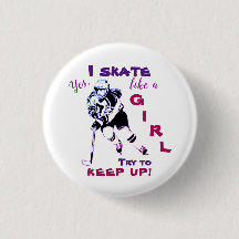Skate Like A Girl button, purple