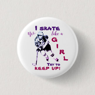 Skate Like A Girl button, purple 3 Cm Round Badge