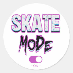 Skate mode on classic round sticker