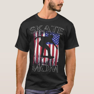 Skate Mum Fun Patriotic American Flag Retro Skate T-Shirt