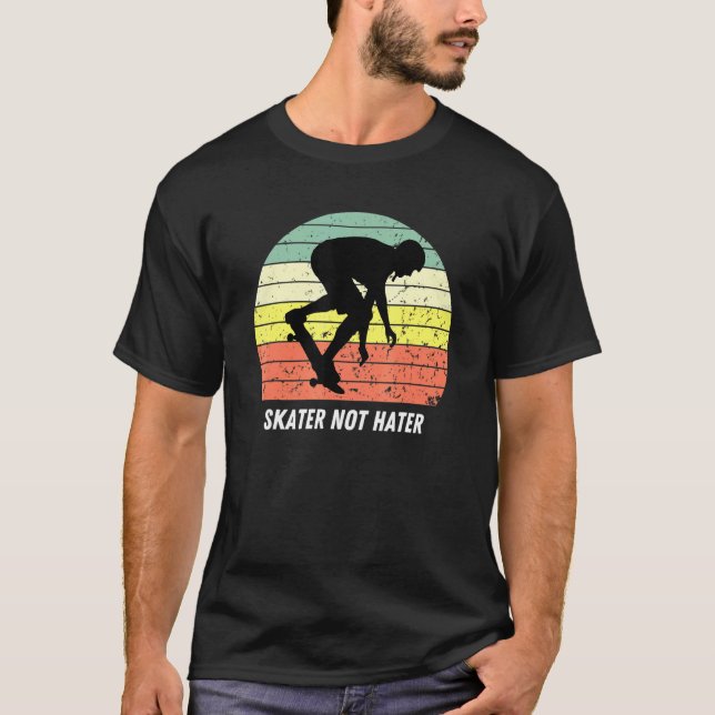 Skate Not Hate Pro Skateboarders Sunset Longboard  T-Shirt (Front)