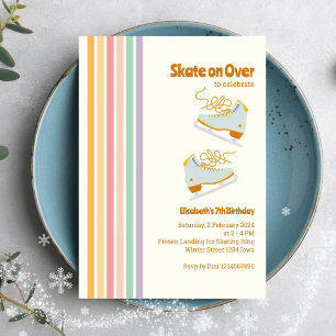 Skate on Over Ice-Skating Retro Birthday  Invitation