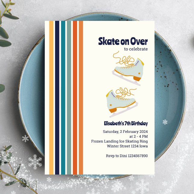 Skate on Over Ice-Skating Retro Birthday  Invitation (Creator Uploaded)