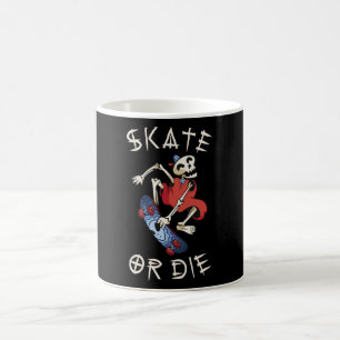 Skate or die Grim Reaper Skeleton Skateboarder Coffee Mug