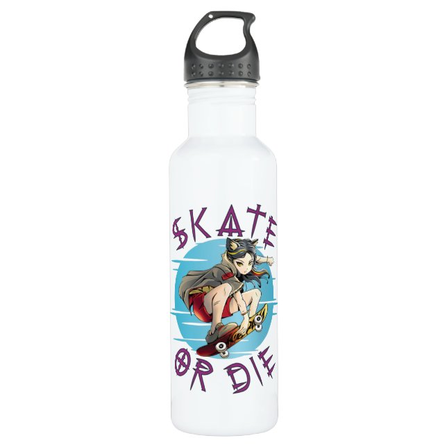 Skate or die Skateboarder Girl 710 Ml Water Bottle (Front)
