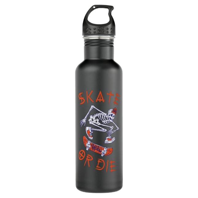Skate or die Skeleton Skateboarder 710 Ml Water Bottle (Front)