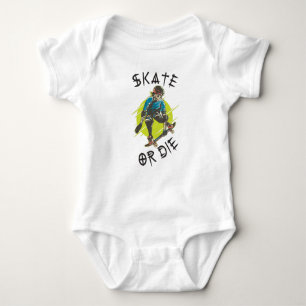 Skate or die Skeleton Skateboarder Baby Bodysuit