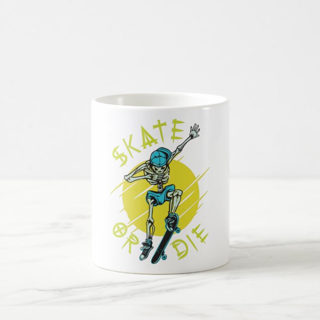 Skate or die Skeleton Skateboarder Coffee Mug (Center)