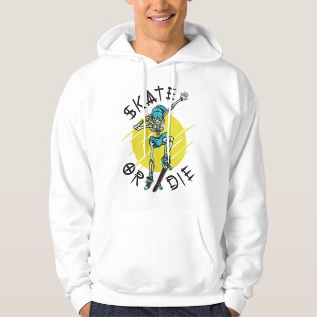 Skate or die Skeleton Skateboarder Hoodie (Front)