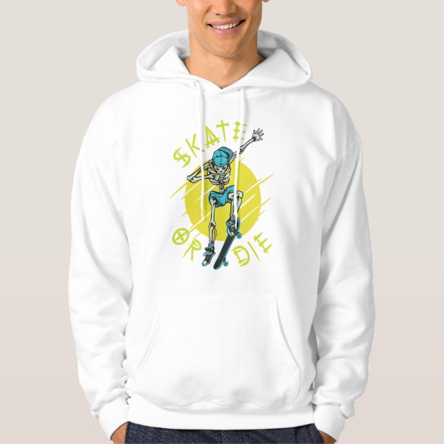 Skate or die Skeleton Skateboarder Hoodie (Front)