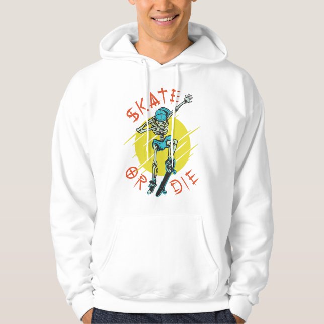 Skate or die Skeleton Skateboarder Hoodie (Front)