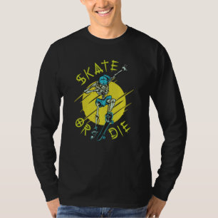 Skate or die Skeleton Skateboarder T-Shirt