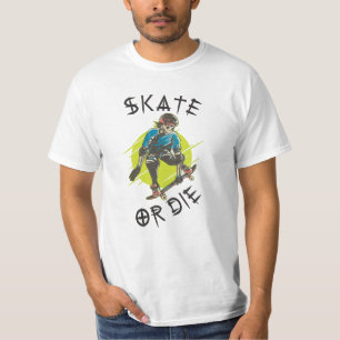 Skate or die Skeleton Skateboarder T-Shirt