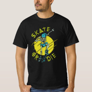 Skate or die Skeleton Skateboarder T-Shirt