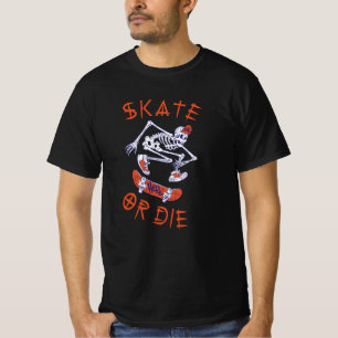 Skate or die Skeleton Skateboarder T-Shirt