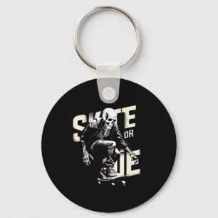 Skate Or Die Skeleton Skater Design Skateboarding Key Ring