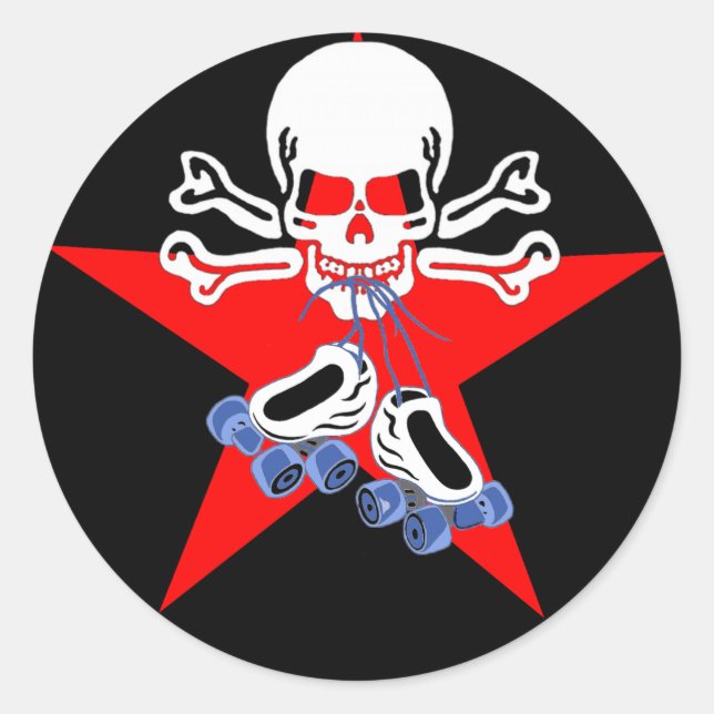 Skate or die with jammer star classic round sticker (Front)