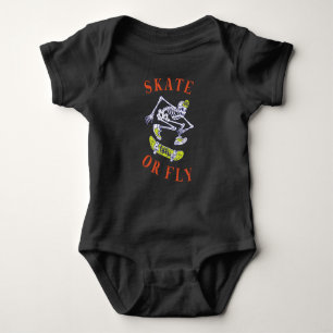 Skate or Fly Skeleton Skateboarder Baby Bodysuit